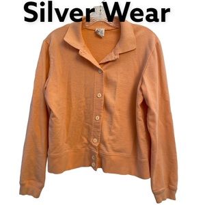 Silverwear Button Up Cardigan Cotton Sweater Salmon S